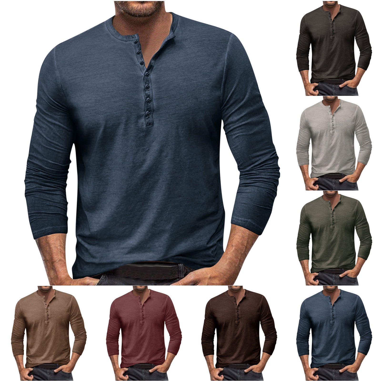Utoimkio Men's Vintage Long Sleeve Shirts Slim Fit Lightweight Button ...
