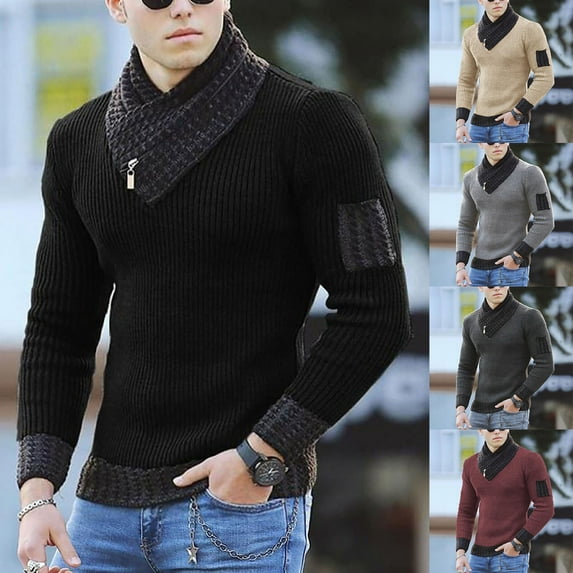 Utoimkio Men's Warm Turtleneck Sweaters Lightweight Long Sleeve Slim Fit Cotton Knitted Undershirt Pullover Sweaters for Men Thermal Solid Tops