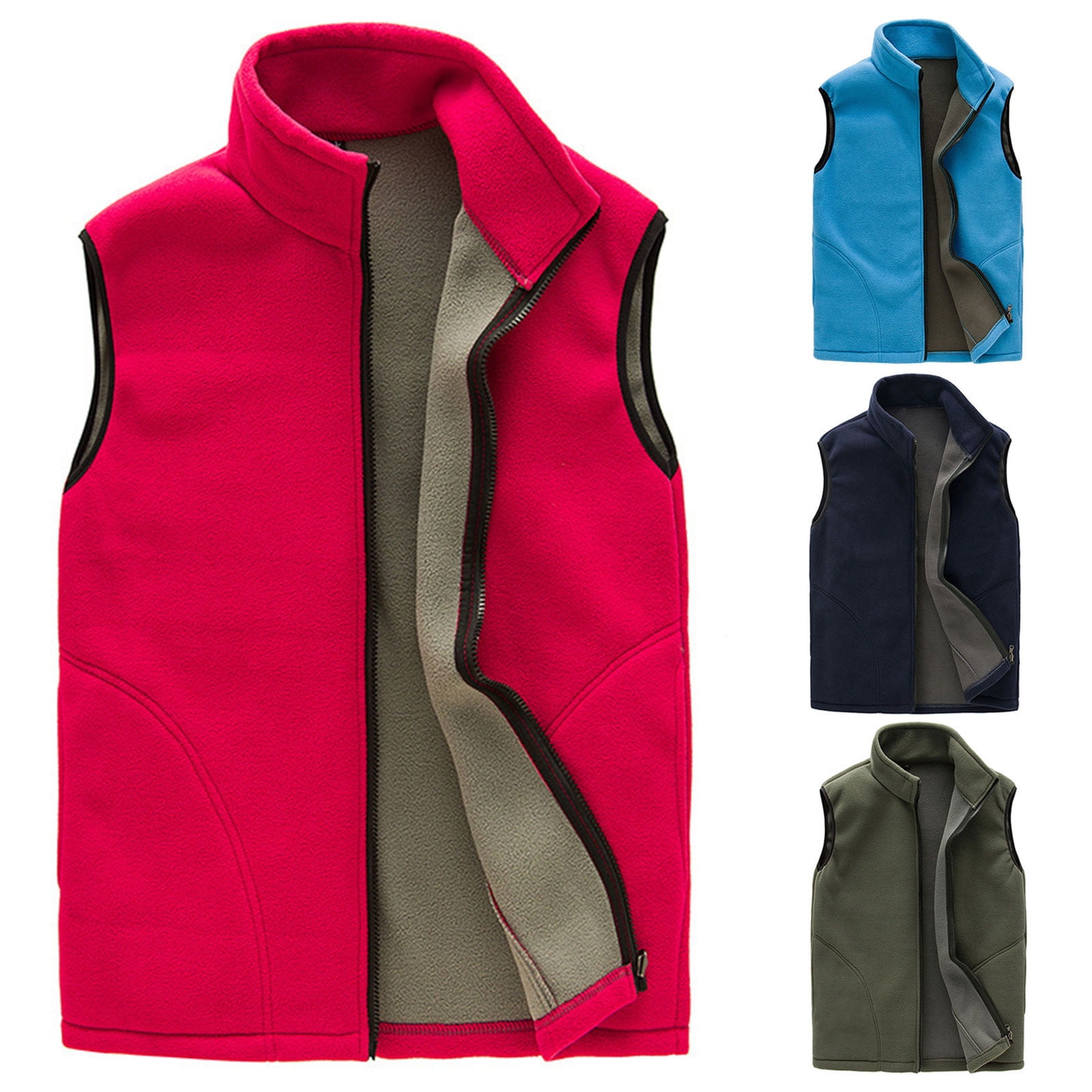 Utoimkio Men's Winter FullZip Fleece Lined Vest Lightweight Sleeveless