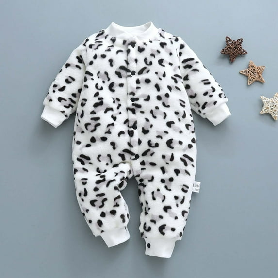 Utoimkio Newborn Infant Baby Romper Boy Girl Long Sleeve Floral Print One Piece Jumpsuit Winter Fleece Warm Outwear Clothes Pajamas Outfits for Kids 3-18M