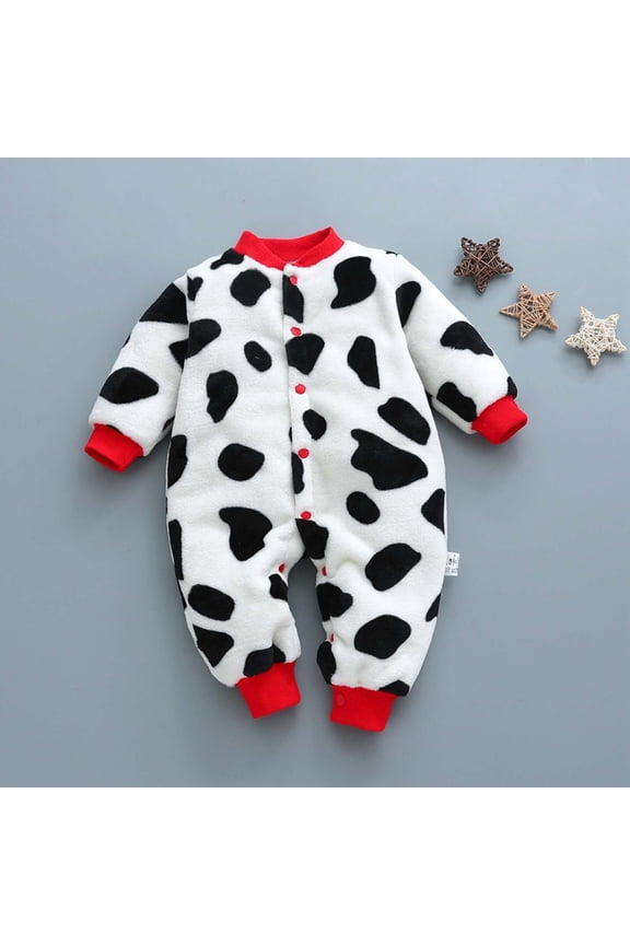 Newborn Infant Baby Romper Boy Girl Long Sleeve Floral Print One Piece Jumpsuit Winter Fleece Warm Outwear Clothes Pajamas Outfits for Kids 3-18M