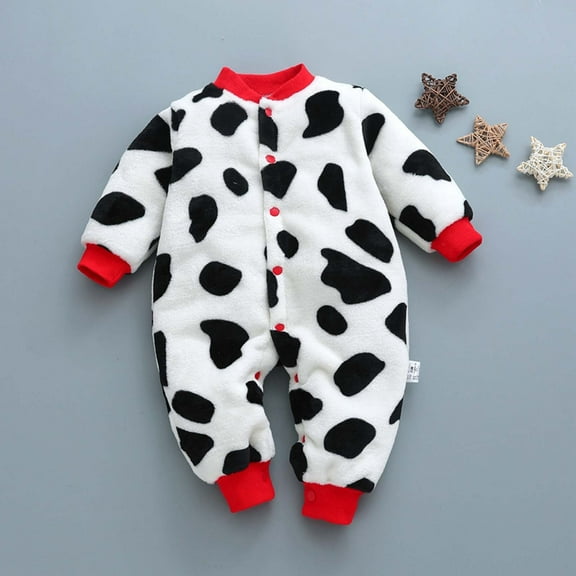 Utoimkio Newborn Infant Baby Romper Boy Girl Long Sleeve Floral Print One Piece Jumpsuit Winter Fleece Warm Outwear Clothes Pajamas Outfits for Kids 3-18M