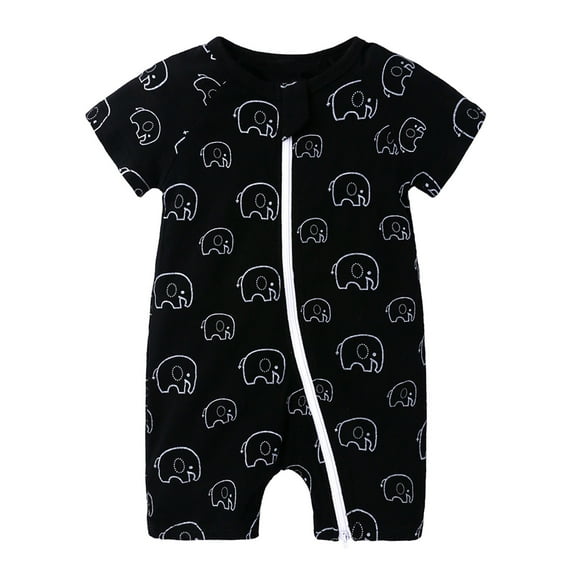 Utoimkio Newborn Summer Baby Boy Girl Rompers Zip-up Bodysuit One Piece Jumpsuit Short Sleeve Playsuit One Piece Outfit Clothes