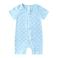 thumbnail image 1 of Utoimkio Newborn Summer Baby Boy Girl Rompers Zip-up Bodysuit One Piece Jumpsuit Short Sleeve Playsuit One Piece Outfit Clothes, 1 of 9