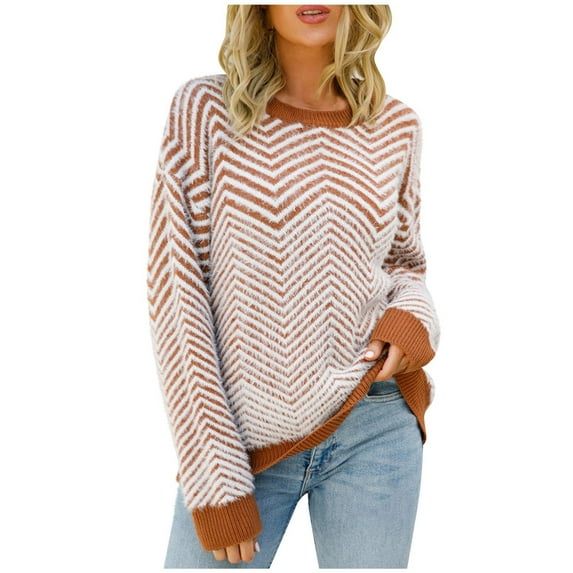 Utoimkio Off Shoulder Fall Sweaters for Women Round Neck Solid Color Cute Winter Pullover Sweaters for Women