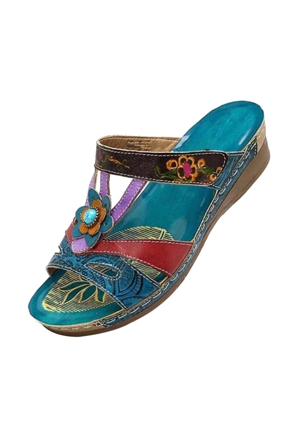 Orthopedic Footbed Sandals for Women Summer Casual Wedge Sandals for Women with Arch Support Summer Casual Walking Shoes
