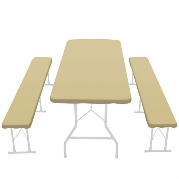 OAVQHLG3B Picnic Tablecloth Table and Bench Fitted Tablecloth Cover Picnic Accessories,3-Piece Set,Flannel Backing Elastic Edge Waterproof Wipeable Tablecloth for Indoor Outdoor Patio