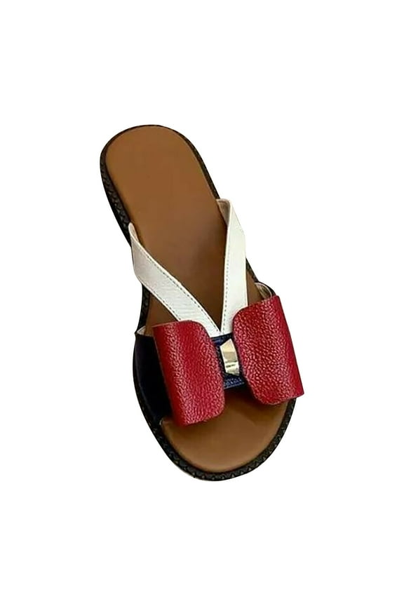 Platform Sandals for Women Stretch Orthotic Slide Sandals Sandals Woven Beach Wedge Slippers Bow Shoes
