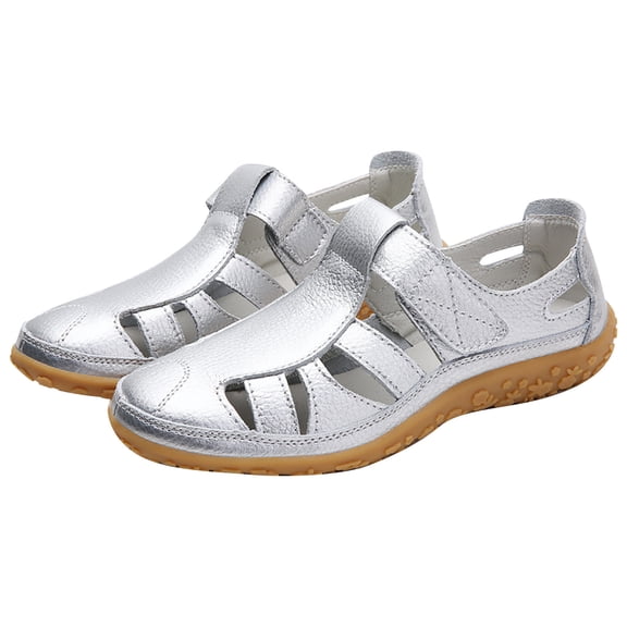 Utoimkio Platform Sandals for Women Women's Summer Leather Sandals Comfortable Soft Soled Mom Shoes Paste Casual Shoes