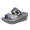 thumbnail image 1 of Utoimkio Platform Sandals for Women Womens Ladies Buckle Deco Crystal Wedge Slip On Beach Slippers Shoes, 1 of 9
