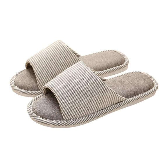 Utoimkio Platform Sandals for Women Plus Size Couple Casual Linen Open Toe Stripe Comfy Casual Flops Home Shoes