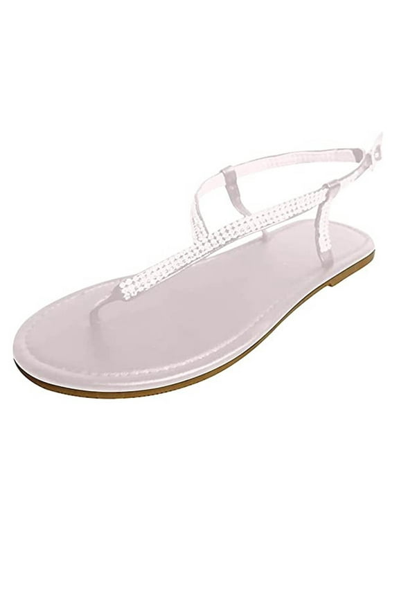 Platform Sandals for Women Summer Women Summer Clip Toe Shoes Rhinestone Comfy Sandals Flats Casual Beach Sandals