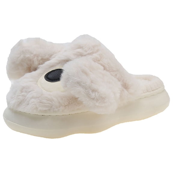 Utoimkio Platform Sandals for Women Summer Women's Warm Cute Plush Ball Home Open Toe Soft Soled Cotton Slippers