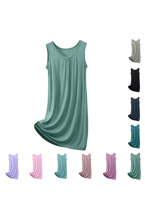 Plus Size Nightgowns for Women Sleeveless Scoop Neck Loose Nightdress Soft Comfy Home Lounge Sleepwear Size XL-5XL