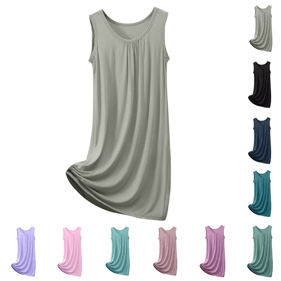 Utoimkio Plus Size Nightgowns for Women Sleeveless Scoop Neck Loose Nightdress Soft Comfy Home Lounge Sleepwear Size XL-5XL