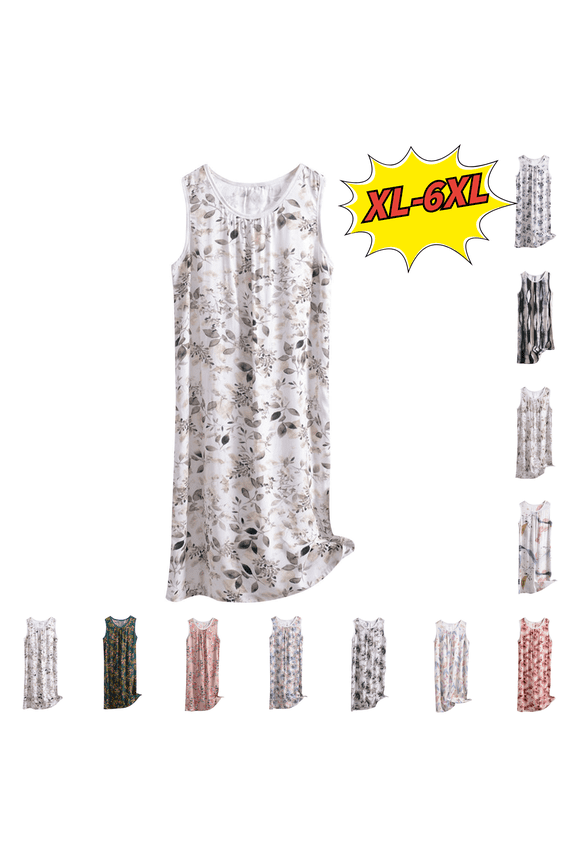 Plus Size Women's Sleeveless Nightgown Casual Floral Print Scoop Neck Nightdress Soft Loose Fit Sleepwear Maxi Tank Dress for Women Size XL-6XL