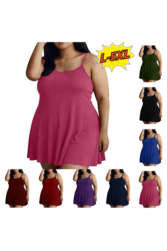 Plus Size Women’s Sleeveless Nightgown Spaghetti Strap Short Nightdress Summer Comfy Sleepwear Size L-5XL