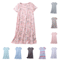 thumbnail image 1 of Utoimkio Short Sleeve Nightgowns for Women Cotton Cute Print Crewneck Loose Nightshirts Casual Soft Comfy Nightdress Size S-XL, 1 of 9