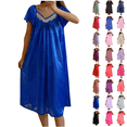 thumbnail image 1 of Utoimkio Silky Nightgowns for Women Summer Soft Nightdress Plus Size Loose Short Sleeve Pajama Dress Lounge Sleepwear, 1 of 4