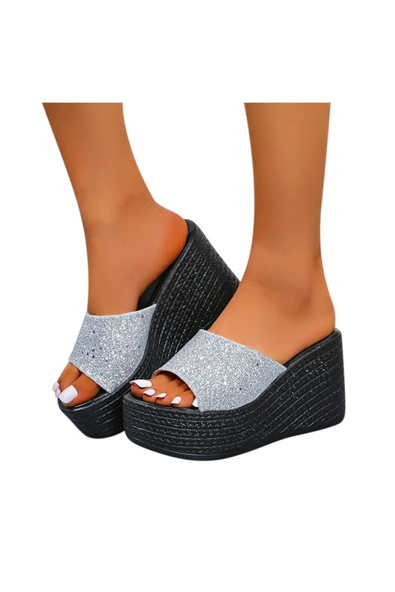 Slide Sandals for Women Slip On Summer Casual Platform Wedge Sandals for Women with Arch Support Casual Comfortable Dance Slippers