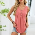 thumbnail image 1 of Utoimkio Tank Tops for Women Summer V Neck Sleeveless Henley Shirts Button Up Loose Fit Pleated Flowy Tunic Tops Size S-XXL, 1 of 9