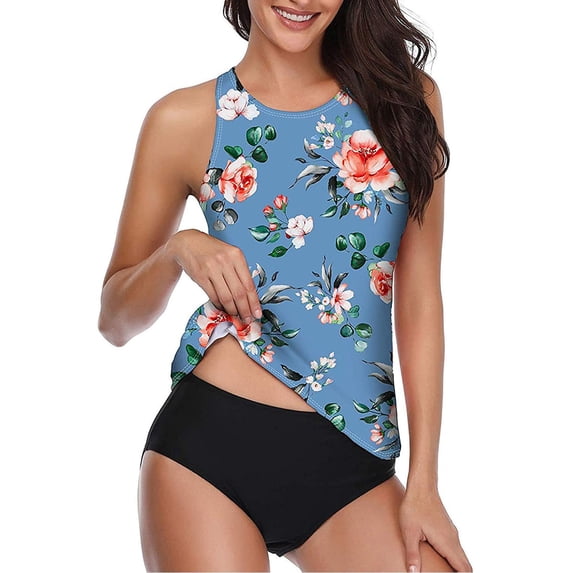 Utoimkio Tankini Bathing Suits for Women with Shorts Fashion Women Printed Bikini Push-Up Padded Swimwear Swimsuit Beachwear Set