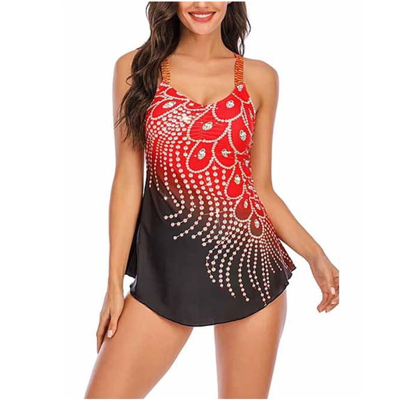 VerPetridure Tankini Swimsuits for Women Tummy Control Two Piece Bathing Suits Floral Print Tank Top with Boyshorts Modest Sports Swimming Suits