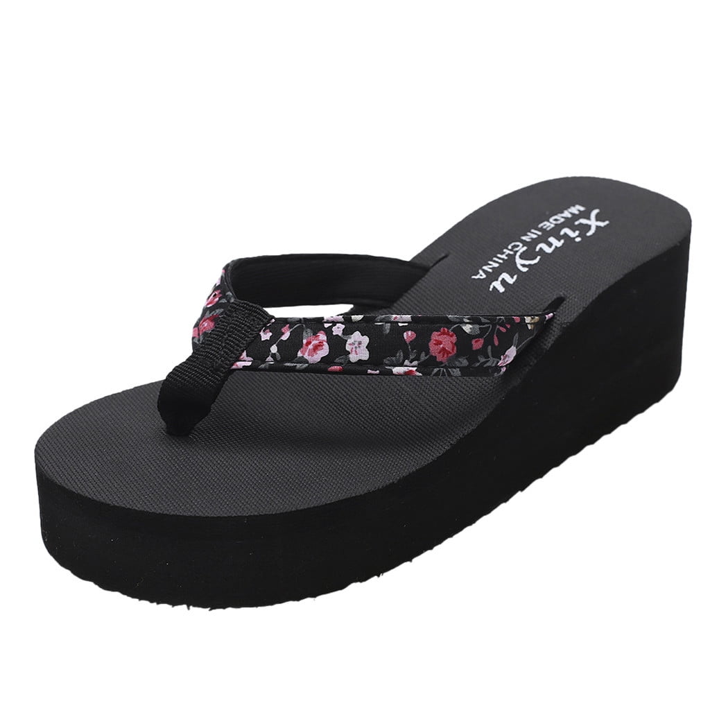 Thong Flip Flops Sandals for Women Summer Casual Platform Wedge Sandals for Women Slip On Summer Casual Walking Shoes