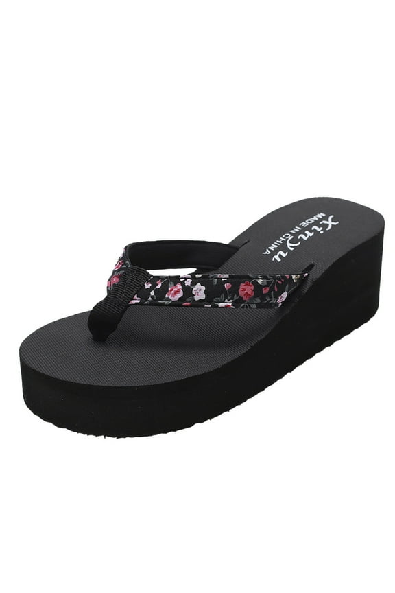 Thong Flip Flops Sandals for Women Summer Casual Platform Wedge Sandals for Women Slip On Summer Casual Walking Shoes