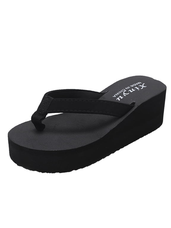 Thong Flip Flops Sandals for Women Summer Casual Platform Wedge Sandals for Women Slip On Summer Casual Walking Shoes