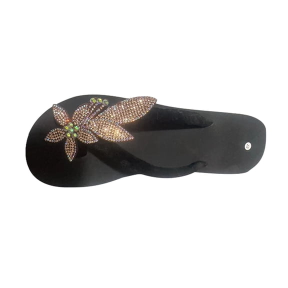 Utoimkio Flip Flops for Women Wide Width Women's Beach Leaf Bright Diamond Rhinestones Flip-flop Platform Sandals