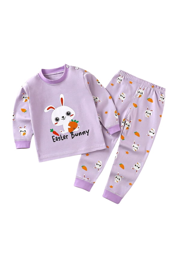 Toddler Baby Boy Girls Cute Print Pajama Set Kids Long Sleeve Pullover Tops & Pjs Pants Set Fall Winter Sleepwear Clothes