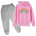 thumbnail image 1 of Utoimkio Toddler Baby Boy Girls Winter Clothes Set Long Sleeve Rainbow Print Hoodie Sweatshirt Pants Fall Winter Outfit Sets, 1 of 3