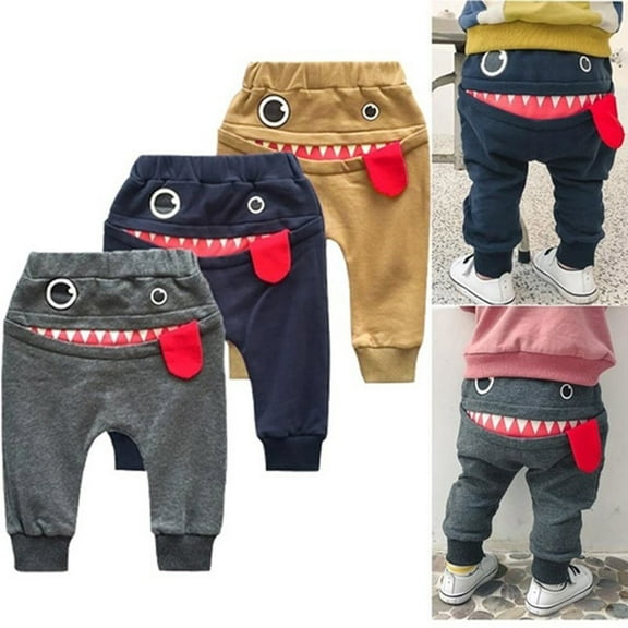 Utoimkio Toddler Baby Boys Girls Cotton Linen Pants Cute Tongue Print Sweatpants Casual Harem Trousers Kids Baby Spring Autumn Athletic Pants