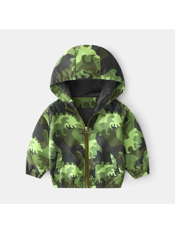 Toddler Baby Boys Girls Hooded Jackets Spring Fall Cartoon Print Coat Lightweight Windproof Outwear Kids Zipper Up Hooded Jackets for Kids 1-6 Years