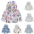thumbnail image 1 of Utoimkio Toddler Baby Boys Girls Hooded Jackets Spring Fall Cartoon Print Coat Lightweight Windproof Outwear Kids Zipper Up Hooded Jackets for Kids Size 18M-5Y, 1 of 5