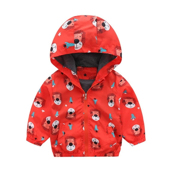 Utoimkio Toddler Baby Boys Girls Hooded Jackets Spring Fall Cartoon Print Coat Lightweight Windproof Outwear Kids Zipper Up Hooded Jackets for Kids 1-6 Years