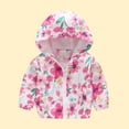 thumbnail image 1 of Utoimkio Toddler Baby Boys Girls Hooded Jackets Spring Fall Floral Print Coat Lightweight Windproof Outwear Kids Zipper Up Hooded Jackets for Kids 2-7 Years, 1 of 5