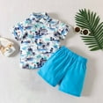 thumbnail image 1 of Utoimkio Toddler Baby Boys Summer Clothes Short Sleeve Button Down Shirt Tops+Short Pants Two Piece Summer Outfit Set for Boys 1-5 Years, 1 of 9