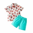 thumbnail image 1 of Utoimkio Toddler Baby Boys Summer Clothes Short Sleeve Button Down Shirt Tops+Short Pants Two Piece Summer Outfit Set for Boys 1-5 Years, 1 of 9