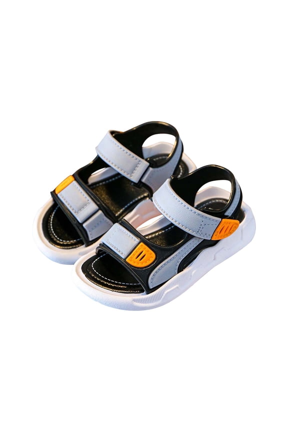 Toddler Baby Boys Summer Sandals Adjustable Strap Open Toe Flat Shoes Outdoor Non-Slip Kid First Walking Shoes