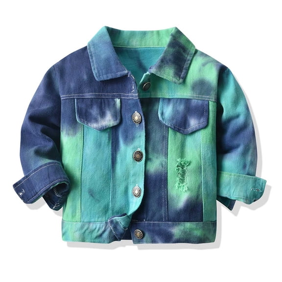 Utoimkio Toddler Baby Denim Jackets Button Down Jeans Coat Ripped Jacket Tops Fall Cowboy Outwear Clothes for Kids Girls Boys