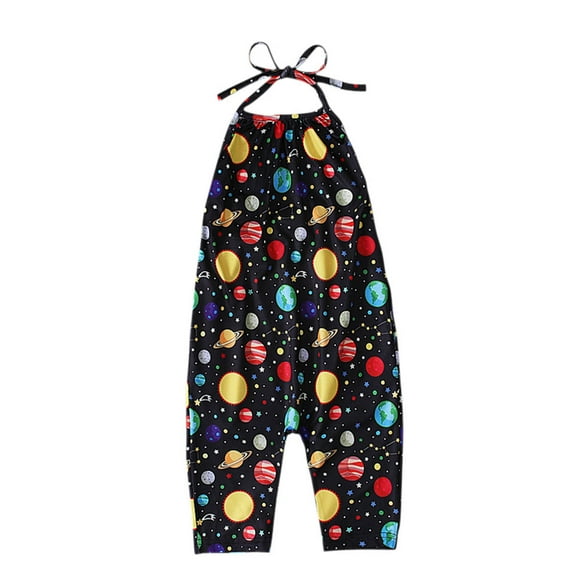 Utoimkio Toddler Baby Girl Cute Summer Jumpsuit One Piece Sleeveless Backless Harem Strap Romper Jumpsuit with Pockets Summer Outfit Clothes Size 1-5Y