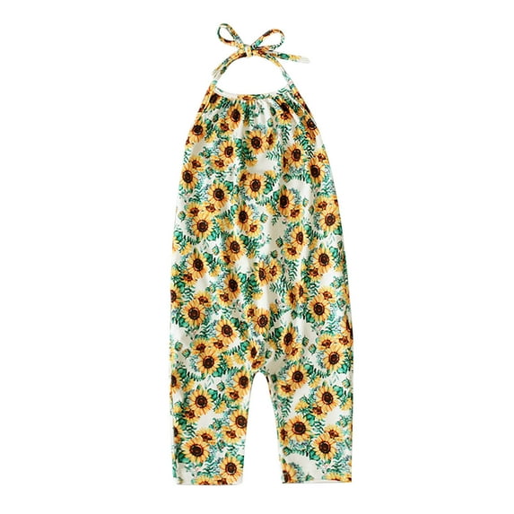 Utoimkio Toddler Baby Girl Cute Summer Jumpsuit One Piece Sleeveless Backless Harem Strap Romper Jumpsuit with Pockets Summer Outfit Clothes Size 1-5Y