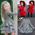 thumbnail image 1 of Utoimkio Toddler Baby Girls Knit Sweater Dress Crochet Ruffle Long Sleeve Mini Tutu Dresses Fall Winter Warm Outfits Clothes, 1 of 5