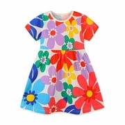 Utoimkio Toddler Baby Girls Summer Dress Floral Short Sleeve Dresses Casual Playwear Sundress Skirts Clothes