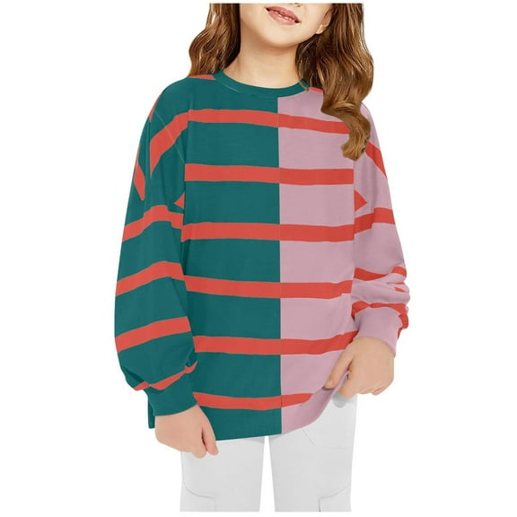 Utoimkio Toddler Boy Girls Long Sleeve Shirts Cute Striped Print Pullover Sweatshirts Fall Winter Casual Crewneck Tee Tops for Kids