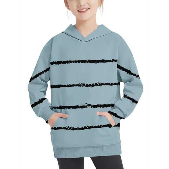 Utoimkio Toddler Boy Girls Striped Print Long Sleeve Hoodie Sweatshirt Pullover Tops Casual Loose Fall Blouses for Kids 4-14 Years