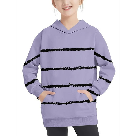 Utoimkio Toddler Boy Girls Striped Print Long Sleeve Hoodie Sweatshirt Pullover Tops Casual Loose Fall Blouses for Kids 4-14 Years