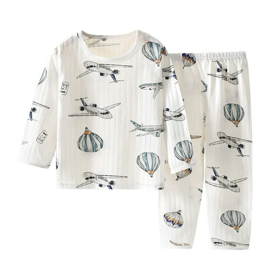 Utoimkio Toddler Boys Girls Pajamas Sets Cartoon Print Cotton 2 Piece Pjs Set Long Sleeve T-shirts+Pants Home Sleepwear Summer Clothes Kids Pajamas Set